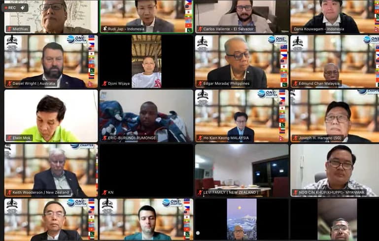 Members from several nations meeting together on a video call